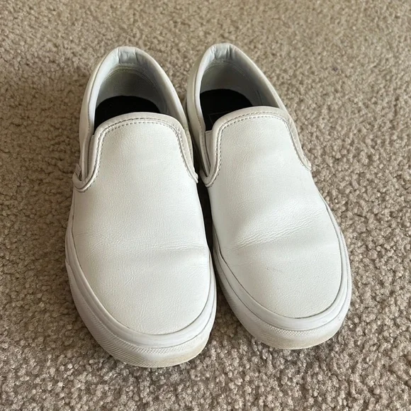 White leather Slip-on Vans - Picture 1 of 3